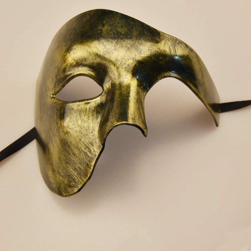 KEFAN Mens Mask Masquerade Mask Phantom of The Opera Half Face Mask (Gold) - Image 5